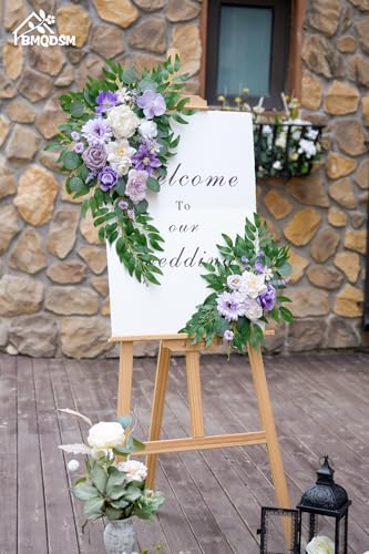 Artificial Wedding Arch Flowers Kit(Pack of 2) for Wedding Decor Ceremony and Reception Backdrop Decoration (Purple) - color: Purple