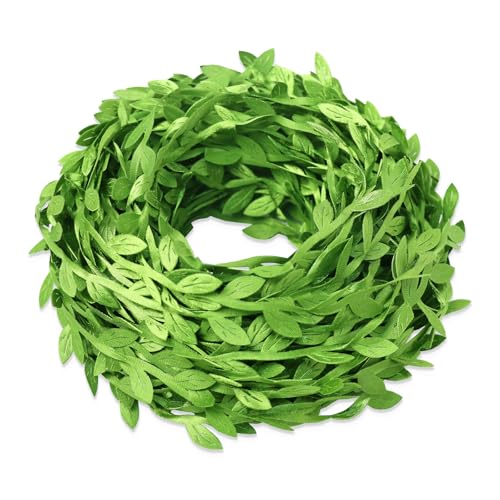 66 ft Leaf Ribbon, Artificial Eucalyptus Garland Rattan Leaf String, Decorative Jungle Wild Green Plant Leaves for Baby Shower Home Wedding Party Spring Decor Balloon Garland Wreaths DIY Craft - size: Small 66 ft