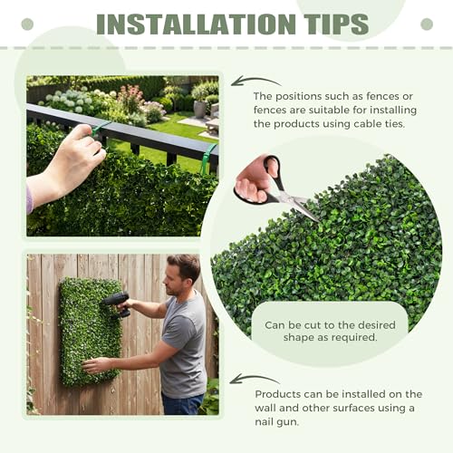 TTTM Artificial Grass Wall Backdrop Panels: 20"x 20" (12P) UV-Anti Faux Greenery Boxwood Hedge Screen for Indoor Outdoor Fake Plants Decor, Privacy Fence, Patio, Balcony, Party Decor - size: 20"X20"-12P