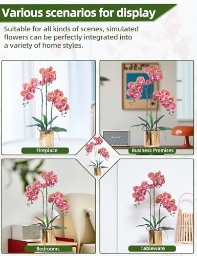 Artificial Orchid Flowers Set Real Touch Faux Flower in Vase Faux Butterfly Orchid Lifelike Orchid Arrangement for Wedding Home Office Party Hotel Decoration - color: Speckled Color