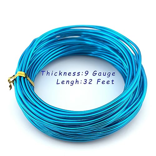 11 Yard Aluminum Wire Bendable Metal Wire Jewelry Craft Wire Beading Floral Making Jewelry Making Doll Making (9 Gauge, Dodger Blue) - color: Dodger Blue, size: 9 Gauge