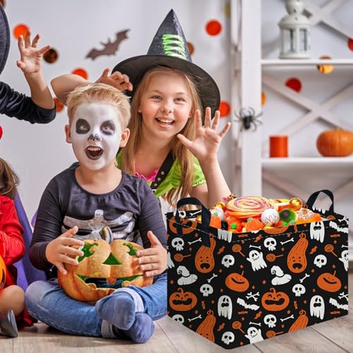Halloween Ghost thriller basket,Empty Halloween basket,Horror and thriller decor,Trick or Treat Box for Boys and Girls,Horror decor(Cute pumpkin) - color: Cute pumpkin