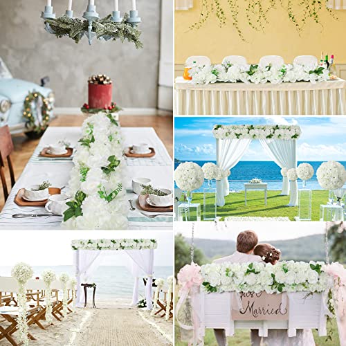Wedding Arch Artificial Flower Panels - 6Pack White Faux Floral Swags Rose Silk Fake Peony Realistic Corner 3D Flower Row Arrangement Combo for Wedding Reception Ceremony 20.9 * 9.4 * 3inch - color: White -6pcs