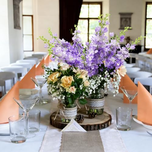 Delphinium Artificial Flowers 8PCS Single Stem Artificial Flowers for Home Table Festivals Indoor Outdoor Decor (Purple) - color: Purple