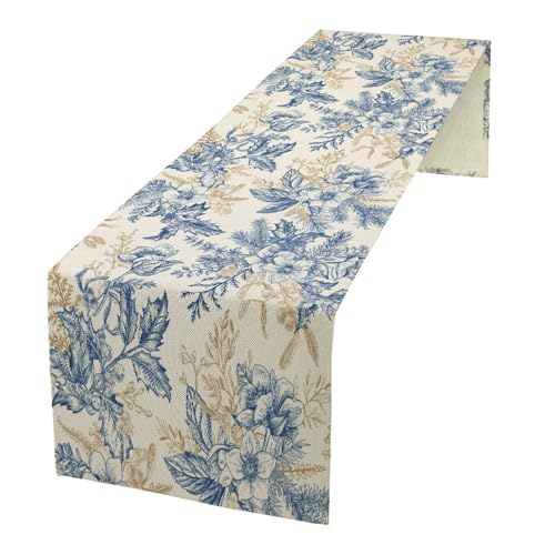 Vintage Botanical Flower Table Runner for Linen Table Decor, Retro Berry Floral Printed for Dining Room, Kitchen, Farmhouse, Wedding Party, Holiday Decorate 13" x 36" - color: Floral_18, size: 13"W x 36"L (Pack of 1)