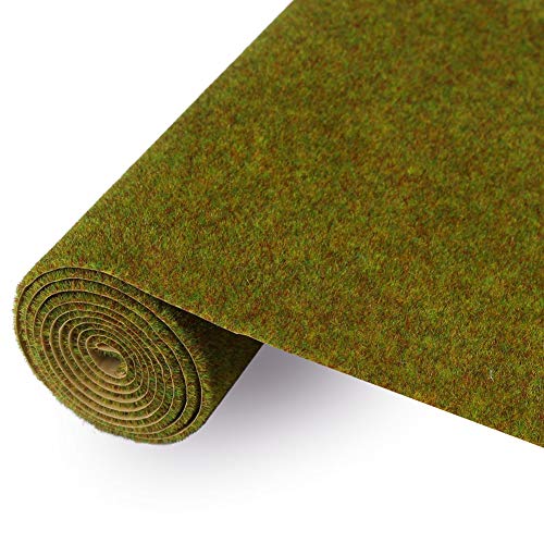CP135 Artificial Model Grass Mat Trains Yellow Green Late Autumn 40 x 100cm or 15.7‘’x 39'' for Decoration Craft Scenery Model DIY - color: Yellow Green