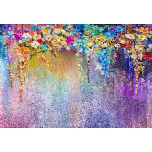9x6ft Purple Abstract Flower Backdrop Watercolor Painting Photography Background for Wedding Bridal Shower Birthday Party Portrait Shooting Video Studio Props - color: Purple, size: 9x6ft