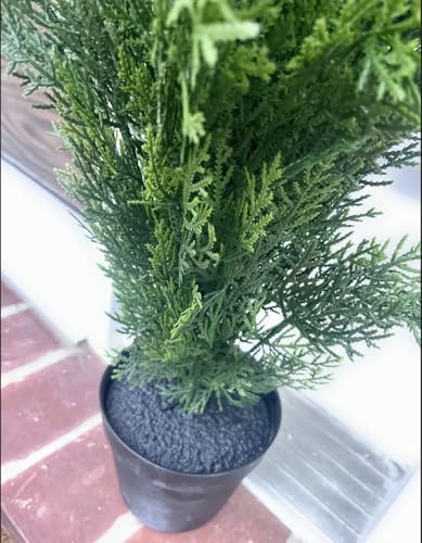 Set of 2 UV-Resistant Artificial Cedar Trees - Pre-Potted Faux Plants for Indoor and Outdoor Decor (3ft)