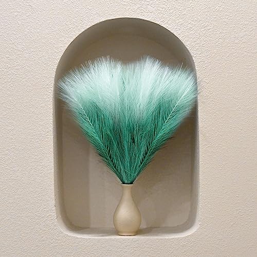 6 PCS Faux Pampas Grass Arrangement - 18"/45cm Artificial Fluffy Pompous Grass Stems for Boho Chic Home and Wedding Decor (Teal Gradient) - color: B2- Teal Gradient