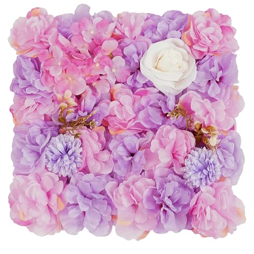 12Pcs Artificial Flower Wall Panel 3D Floral Backdrop Wall 15" X 15" Flower Panel Decor Flower Backdrop Faux Rose Panels for Party Home Background Decor, Pink - color: Pink, White
