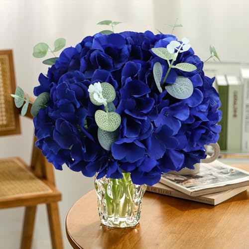 AVIVIHO 60 PCS Royal Blue Hydrangea Artificial Flowers Bulk Fake Flowers Hydrangea Silk Flowers with Stems Heads for Wedding Party Home Decor Table Centerpieces Father's Day Decoration - color: Royal Blue, size: 60PCS