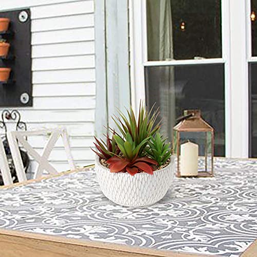 Briful Small Fake Plants Assorted Faux Succulents in Pots Realistic Succulents Plants Artificial with Cement Pots for Home Table Office Desk Bathroom Shelf Living Room Decor - color: Succulent #02