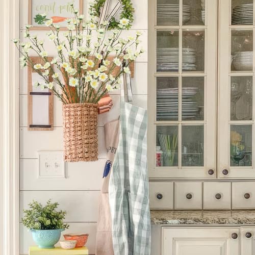 CITYES 10 Pcs Artificial Wildflowers with Stems Bulk Silk Spring Flowers 21" Fake Forsythia Branches Creamy White Faux Wildflowers Floral Arrangement for Home Decor Indoor Outdoor Wedding Centerpieces - color: Creamy White