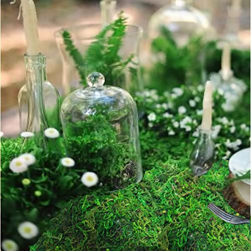 FAICOIA 2 Pcs Floral Moss Roll Rug 4" x 48" Dried Moss Mat for Crafts Table Runner Fairy Gardens Wedding Woodland Decor Preserved Green Moss Sheets for Forest Decoration Carpet Grass Wall 10x120cm - color: 2 Pcs 4 X 48 Inch/10 X 120 Cm