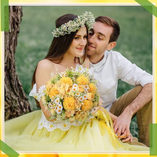 Tigeen Peonies Artificial Flowers Faux Roses Silk Flowers Hydrangea Artificial Bouquet for Wedding Table Centerpiece Floral Vase Home Office Bridal Decor(Light Yellow,12 Bundles) - color: Light Yellow