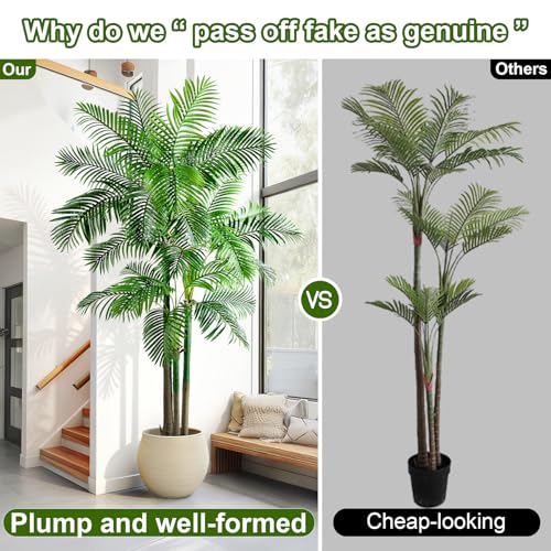 Big Artificial Palm Tree Tall Faux Tropical Trees Indoor Outdoor Realistic Floor Plants Large Fake Plant for Home Living Room Office Decor Porch Outside Patio arboles para Modern Farmhouse decoracion - color: Multi Pole Palm Tree, size: 8ft