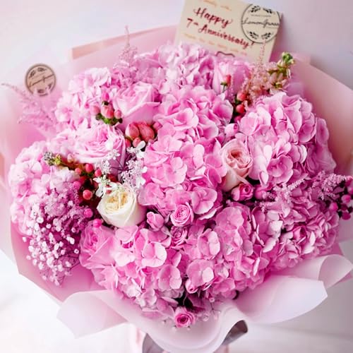 Coferset 5pcs Artificial Hydrangea Flowers Real Touch 20 inch Lifelike Hydrangea Flower for Home Wedding Office Party Living Room Decoration (Light Fuchsia) - color: Light Fuchsia
