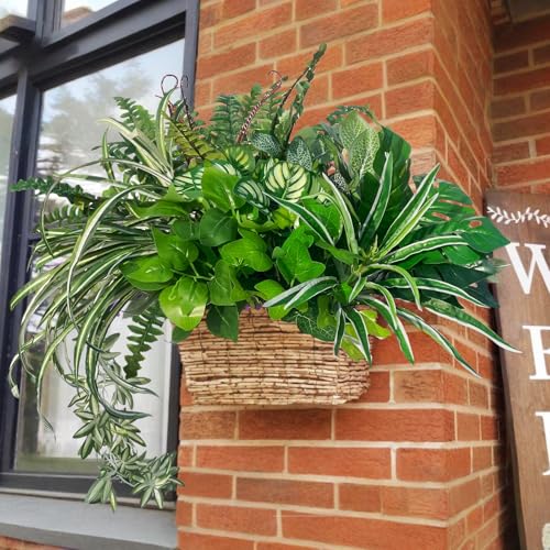 Artificial Plants Faux Greenery for Outdoor Porch Planter, UV Resistant Fake Realistic Large Shrubs Bushes Green Filler for Summer Spring Outside Front Door Patio Decoration, 8 Bundles - color: Green