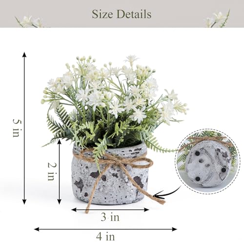 Fake Plants Small with 2 Pack, The Sunflower for Bathroom Shelf Decor, Decorative Plants for Home Living Room Office Bedroom Table Tray Shelve Farmhouse Decor Indoor(White Floral) - color: White Floral