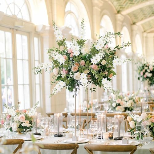 IPOPU White Delphinium Artificial Flowers,6PCS Silk Larkspur Artificial Flowers 28.74'' Realistic Faux Delphinium Stems for Wedding Garden Table Home Decor (White) - color: White