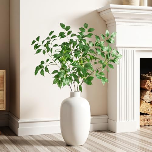 Fake Plants 4 PCS 31.5In Faux Eucalyptus Stems Artificial Greenery Stems Artificial Branches for Vase Faux Branches for Vase Fake Green Plants Suitable for DIY Home Office Dining Room Decor - color: Green-rsy4