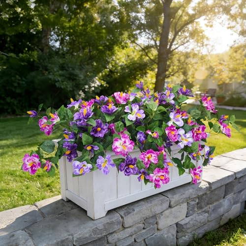 INXUGAO Artificial Flowers for Outdoors Indoors,2 Big Bunches Fake Hibiscus with Realistic UV Resistant Silk Flower Fabric Leaves,Faux Plants Outside for Patio Garden Yard Poch Decor (Purple,Fuchsia) - color: Hibiscus Dk. Purple & Lt. Purple & Fuchsia