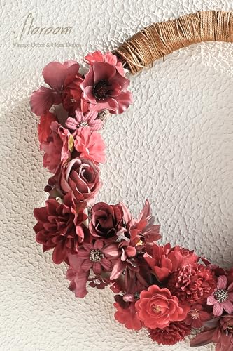 Floroom Mini Artificial Flower Heads Burgundy & Red Fake Peony Daisy Rose Multicolor Small Faux Silk Flower Heads for Cake Craft Garland Wedding Party Graduation Cap DIY Home Decoration, 0.8"-3.6" - color: Vintage Burgundy