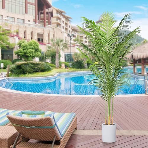 Faux Palm Tree 6.6Ft Tall Artificial Plants Indoor Silk Green Floor Big Large Fake Potted Plant Artificial Decor for Home Office Living Room Outdoor