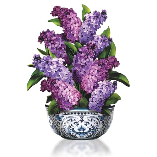 Freshcut Paper Pop Up Cards, Garden Lilacs, 12 Inch Life Sized Forever Flower Bouquet 3D Popup Greeting Card, Birthday Cards, Thank You Card, Blank Notecard & Envelope - color: Garden Lilacs, size: Classic
