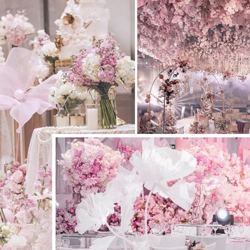 FagusHome Silk Hydrangea Heads 36 Pcs Artificial Flowers Heads and 3 Dozens Stems Fake Hydrangea Flowers with Stems for Home Wedding Decor (Pink White) - color: Pink White