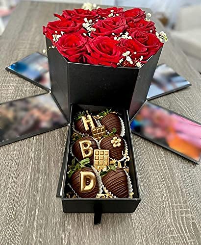 USA-SALES UNIKPACKAGING Premium Quality Hexagon Shape Flower Gift Box, w Drawer, Size 9.5″ x 8.3″ x 6.1″ inch, for Luxury Style Flower Arrangements (Black) - color: Black