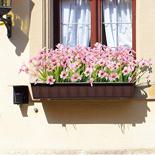 JEMONG 20 Bundles Artificial Flowers Outdoor UV Resistant Fake Flowers No Fade Faux Plastic Plants Garden Porch Window Box Decorating(Pink)… - color: Pink, size: 20Bundles