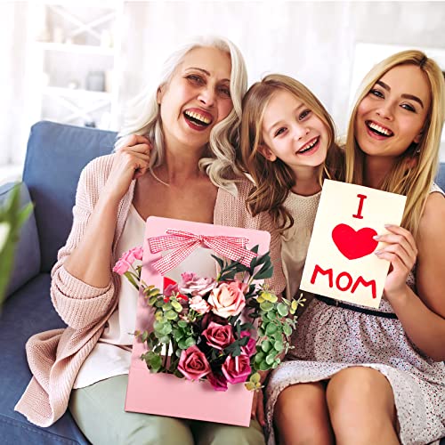 Teling 12 Pcs Flower Boxes for Arrangements Paper Pink Flower Gift Bags for Bouquets Portable Waterproof Floral Box with Handle for Wedding Floral Bar Party Decor Florist Supplies - color: Pink