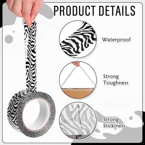 Whaline 109 Yard Zebra Packing Tape Gift Wrapping Tape Black White Zig-Zag Zebra Pattern Tapes for Small Business DIY Crafts Box Carton Decor - style: Black White Zebra Pattern