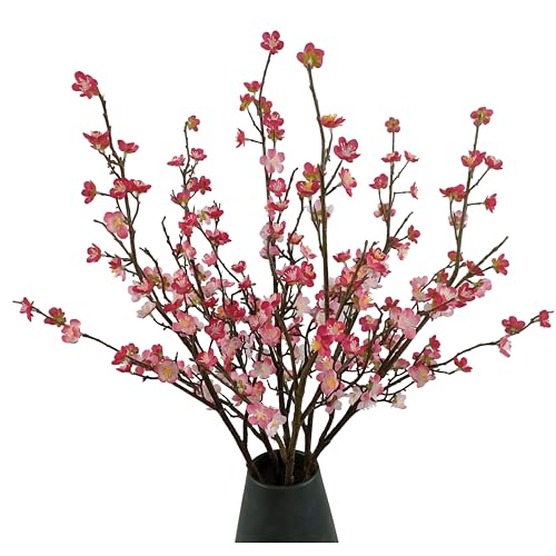 Plum Blossom Flowers Artificial,6Pcs Pink Cherry Blossom Flowers,Fake Branches for vase,Faux Cherry Blossom Stems for Home and Office Decor (Pink, 6)… - color: Roseo