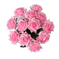 ZMZQ&flw Pink Roses Artificial Flowers 12PCS, Real Touch Silk Flowers, Realistic Single Fake Flower with Individual Stems Leaves - color: Pink 12pcs