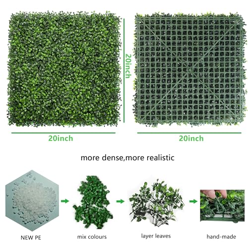 Grass Wall Decor,Paistao Privacy Fence Screen,Greenery Backdrop Panels,20"x 20"24Pcs Artificial Boxwood Fake Grass Wall for Indoor,Outdoor,Patio,Garden,Backyard - size: 2 Boxwood-20"x 20" (24 Pcs)