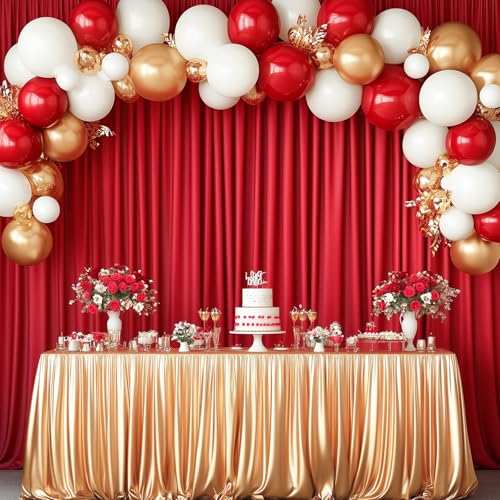10x12 ft Red Backdrop Curtains for Wedding Parties, Wrinkle Free Polyester 12 ft Long Photo Backdrop Drapes Back Drop Cloth for Birthday Baby Shower Ceremony Photography Background - color: Red, size: 5ft(W)x12ft(H)_2 Panels