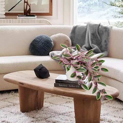 GnFlus Fake Hanging Plants in Ceramic Pot, 20 Inch Artificial Pink Ivy Leaves Plant Faux Greenery Vine Plants for Home Bedroom Office Table Shef Desk Indoor Outdoor Decor Pink - color: Pink-ceramic Pot