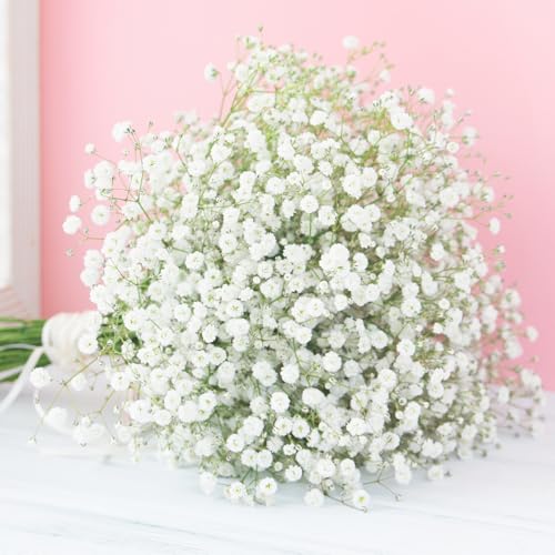 150 Pcs Baby Breath Artificial Flowers Fake White Baby Breath Flower Artificial Bulk Real Touch Faux Gypsophila Bouquet for Wedding Floral Arrangement Centerpieces Table Decoration (White, 150 PCS) - size: 150 PCS