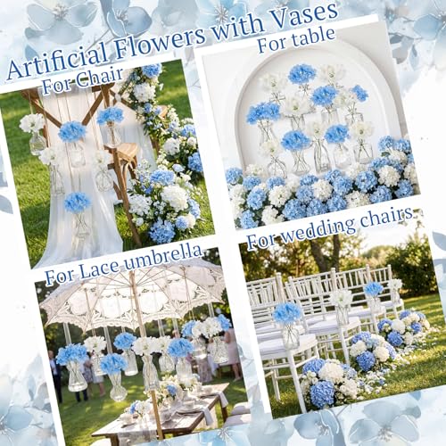 36 Pcs Artificial Flowers Table Centerpiece with Vases Colorful Wildflower Centerpieces Silk Flower Arrangement for Wedding Baby Shower Table Centerpieces Party(Hydrangea,Clear) - style: Hydrangea, Clear
