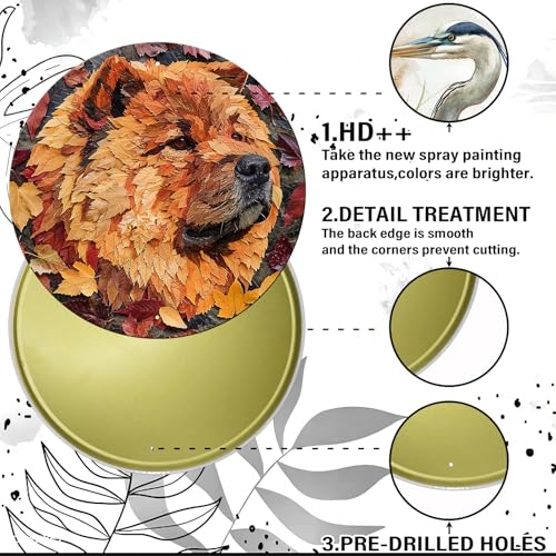 Vintage Chow Chow Dog Round Metal Sign Wall Art Rustic Wreath Decoration for Indoor Outdoor Home Porch Window Decor 12 Inch - color: Thanksgiving 4, size: 12 inches