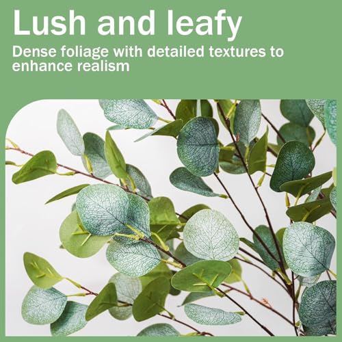 Caxchiling Large Artificial Eucalyptus Tree 8FT, Fake Tree for Indoor Outdoor, Lifelike Tall Floor Plants with Heavy Trunk and Ball-Shaped Pot, Home Office Decor Living Room Bedroom Doorway Hallway - color: Eucalyptus, size: 8ft
