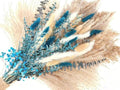Blue Pampas Grass Bouquet – Blue Dried Baby's Breath, Pampas Grass and Eucalyptus Stems, Dried Flower Arrangements for Boho Decor, Rustic Flowers for Home Decor, Bedroom, and Wedding, Table Decor