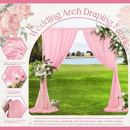 VACVELT Wedding Arch Draping Fabric Blush Pink Chiffon, 2 Panels Sheer Drapes 30 Inch x 20ft Chiffon Backdrop Curtain Wedding Decor, Outdoor Sheer Drapery for Ceremony Party Ceiling - color: Blush Pink, size: 2 Panels