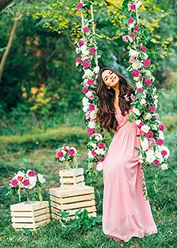 N&T NIETING Artificial Flowers, Hot Pink Artificial Roses, 50pcs Fake Flowers with Stem for DIY Wedding Bouquets Centerpieces Bridal Baby Shower Party Home Arrangement Decoration - color: Hot Pink, size: 50pcs