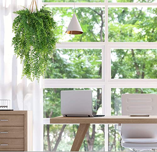 PASYOU Artificial Boston Ivy Plant, Fake Hanging Vines Plastic Plants Ferns Vine Faux UV Resistant Greenery for Indoor Outdoor Bathroom Decor Office Garden Party Wedding Baskets DIY Decoration 2 Pack - color: Boston Fern Vine/ 2 Pcs