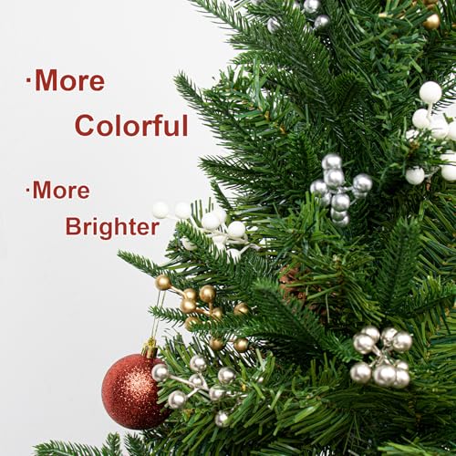 LLZLL 32 Pack Christmas Picks Artificial Christmas Tree Berries 6.5 Inch Holly Berry Stems for Winter Xmas Holiday DIY Ornaments（White） - color: White