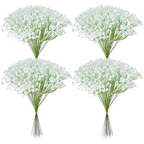 120PCS Baby Breath Artificial Flowers Babies Breath Flowers Artificial Bulk Faux Flower Bouquet White Flores Real Touch Fake Flower Arrangements Wedding Centerpieces Tables Decorations