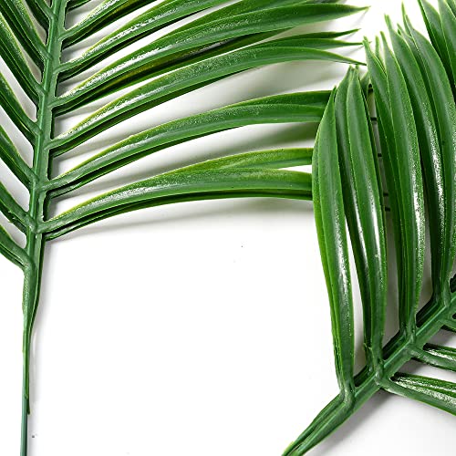 CLONG 12pcs Artificial Palm Leaves Tropical Plants Faux Fake Palm Fronds Plant (Green)